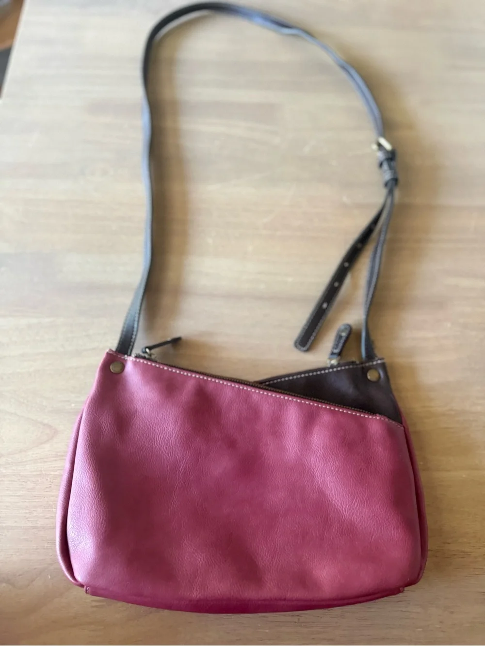 Chala Berry Pink Bird Cross Crossbody Tote Bag Purse Faux Leather